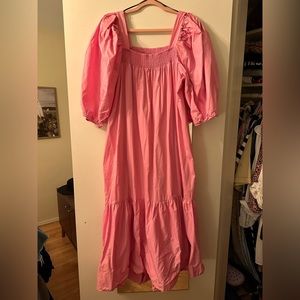 Pink Puff Sleeve Maxi Dress